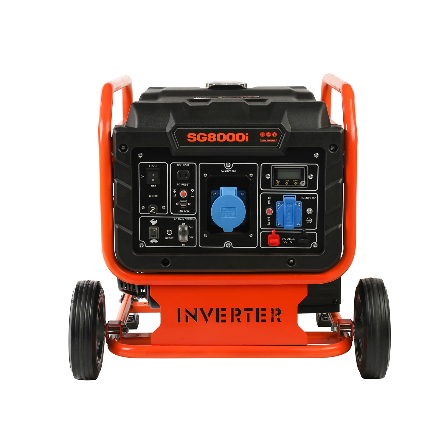 8kW Open Inverter Generator Portable Petrol Large Oil Tank with Wheels