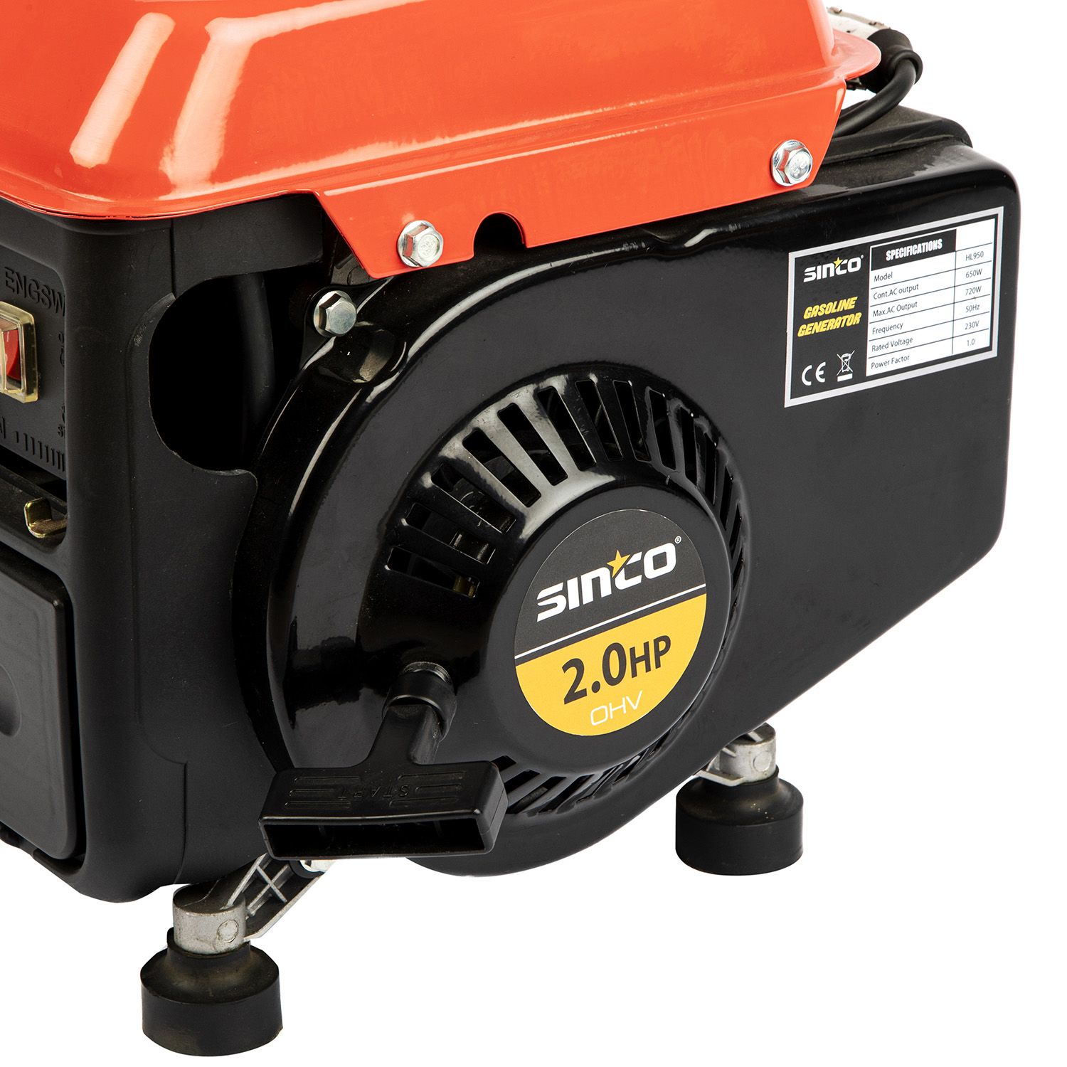 950 Watt 2.0 HP Small Power Engine Electric Portable Gasoline Generator