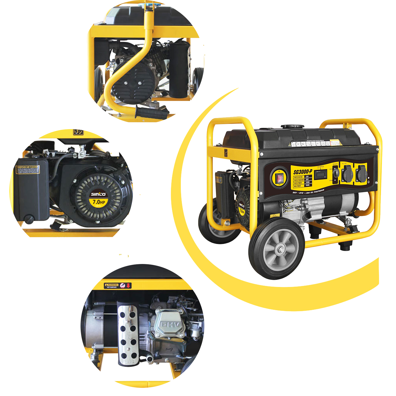 3000w Low Noise Portable 4 Stroke OHV Gasoline Generator