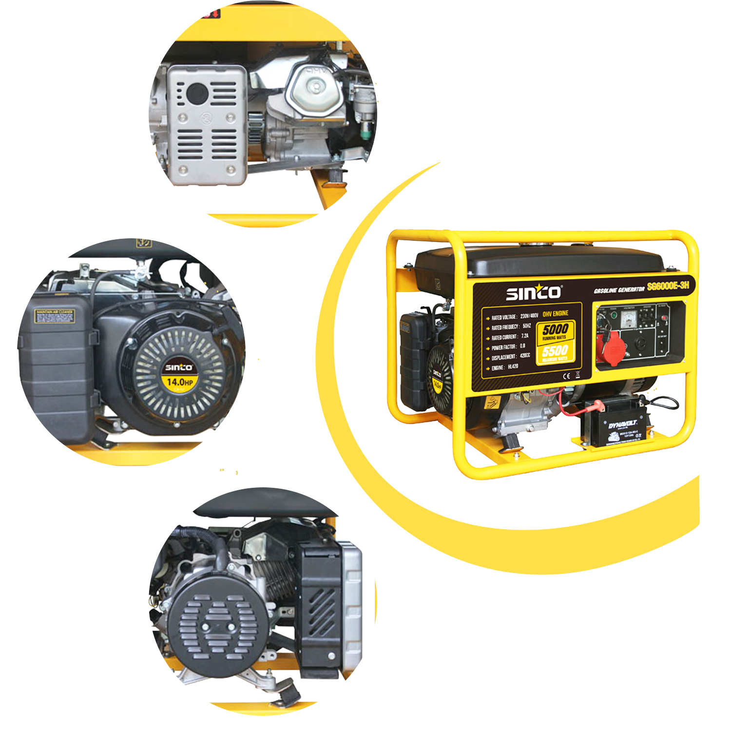  3 Phase 5000 Watt Portable Gasoline Power Generator