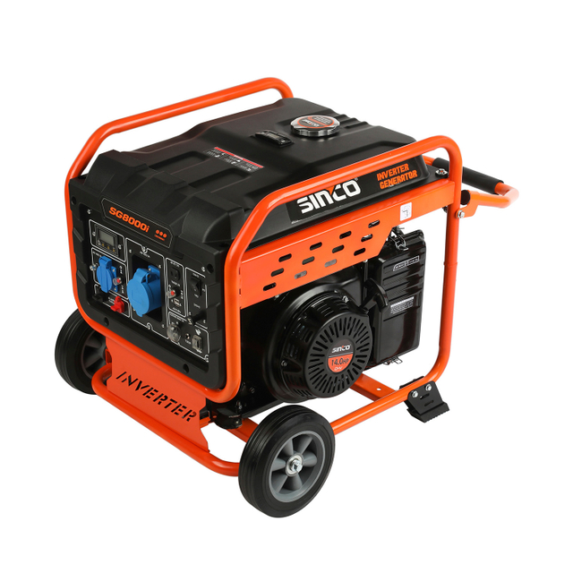 Sinco Brand 8kw Large Capacity Oil Tank Open Inverter Generator with Wheels with EPA/Carb/CE/Noise/GS