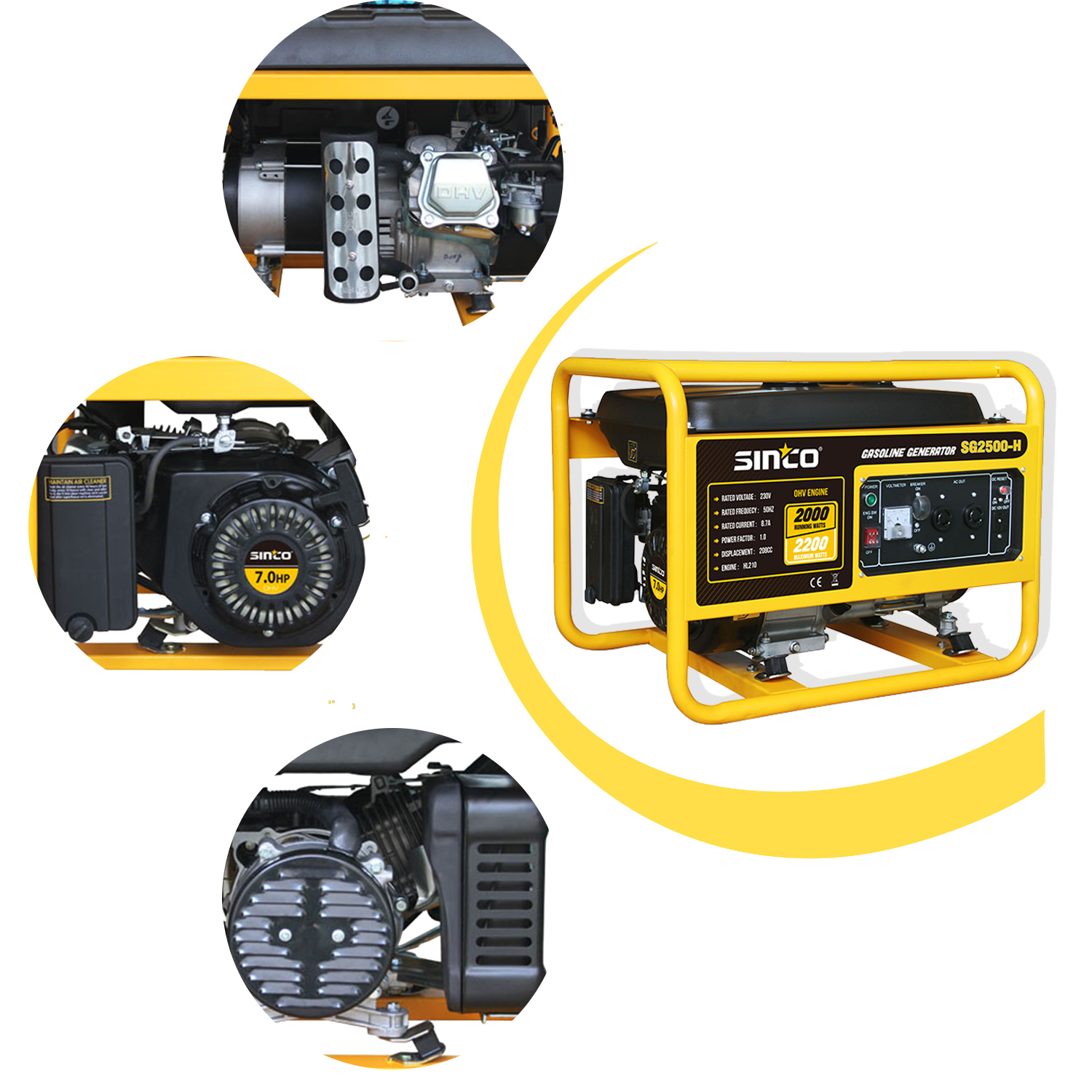 2000w Portable Single Cylinder Electric Gasoline Generator