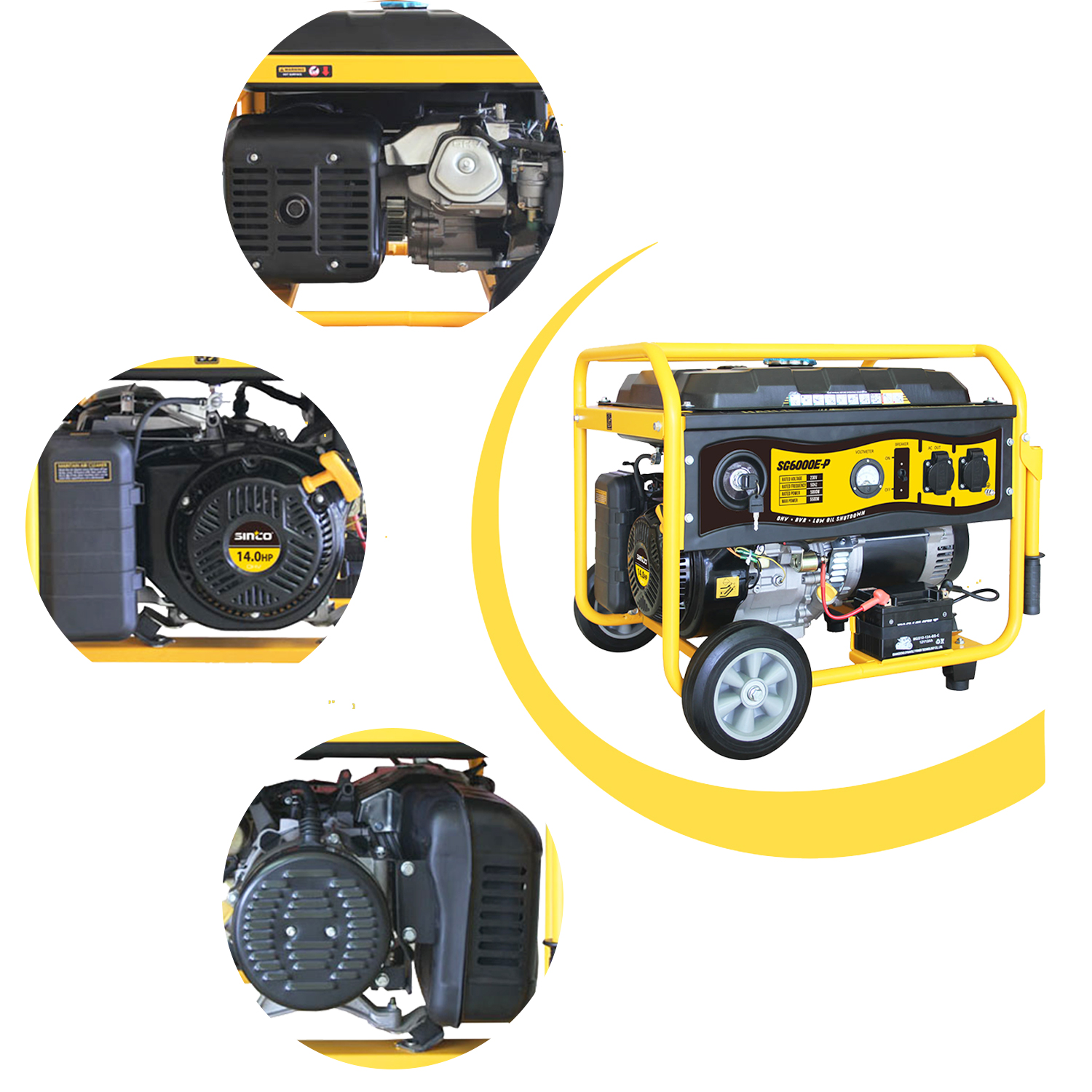 14HP 6.0kw Gasoline Engine Motor Power Portable Generator 